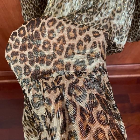 Leopard Print Metallic Bronze Dress by PAIGE Noah Sweetheart Neck S Party Event - Picture 8 of 10